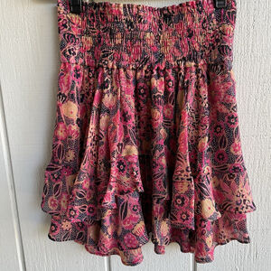 A.L.C. Vera Floral Ruffle Mini Skirt — Silk Blend Drop Waist (Size 6)